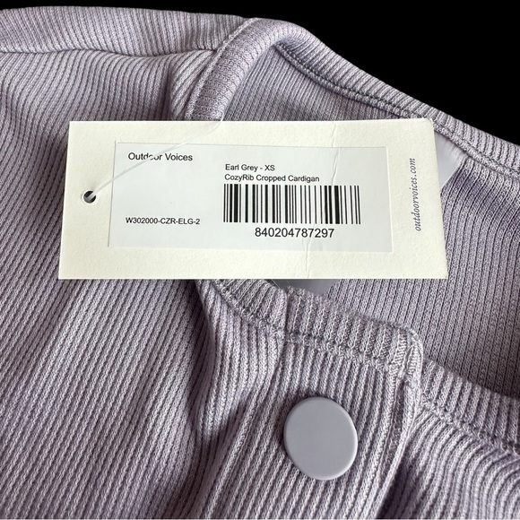 Outdoor Voices Cozy Ribbed Cropped Long Sleeve Cardigan Size XS in Earl Grey NWT - Picture 7 of 8